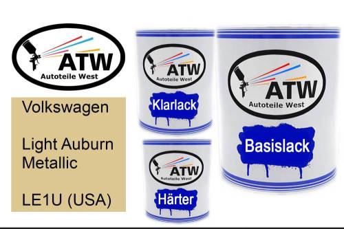 Volkswagen, Light Auburn Metallic, LE1U (USA): 1L Lackdose + 1L Klarlack + 500ml Härter - Set, von ATW Autoteile West.